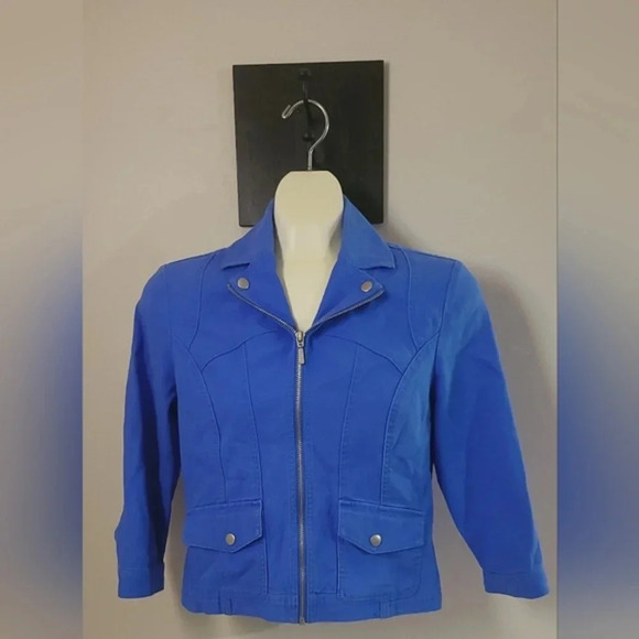Ruby Rd. Petite Cropped‎ Blue Jacket Size 8P - Picture 1 of 13